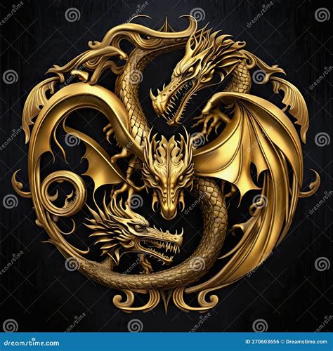 Golden Dragons As Emblem of the House Targaryen. Stock Illustration ...