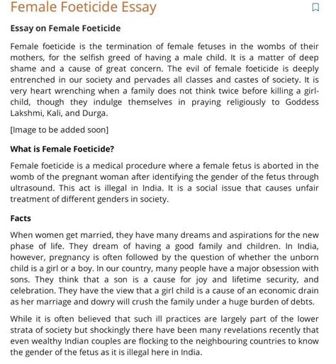 150 words essay on female foeticide - Brainly.in