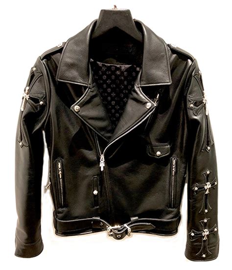 Black Leather Asymmetrical Chrome Hearts Biker Jacket - Jacket Makers