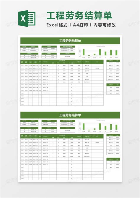 工程劳务结算单Excel模板下载_熊猫办公