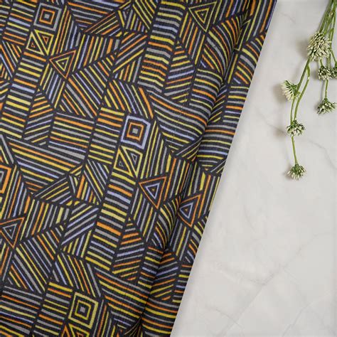 Buy (Pre Cut 4.10 Mtr Piece) Multi Color Digital Printed Muga Silk ...