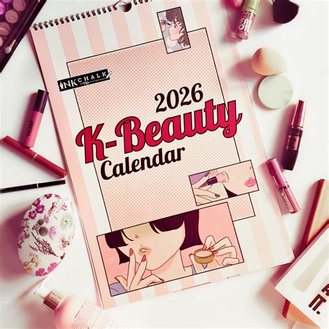 12"x18" K-Beauty Wall Calendar 2026 | Korean Style Art | Makeup Themes ...