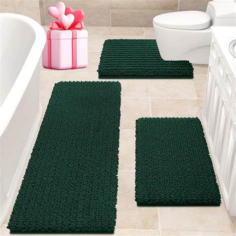 Amazon.com: ACCUMTEK Upgrade Extra Large Deep Green Bathroom Rug Set 3 ...