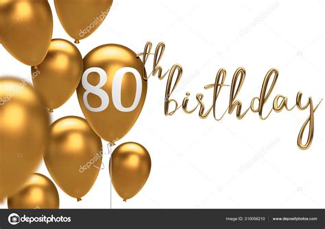 Gold alles Gute zum 80. Geburtstag Luftballon Gruß Hintergrund. 3D ...