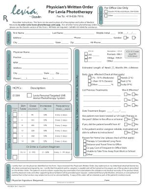 Fillable Online Physicians Written Order For Office Use Only For Levia ...