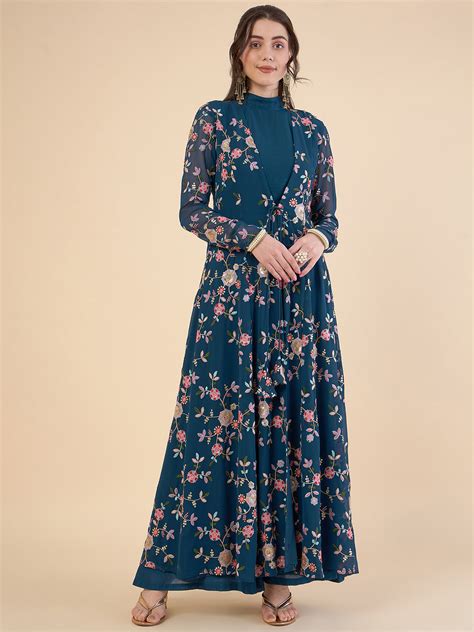 High Neck Crop Top With Palazzo & Embroidered Shrug – Adornia