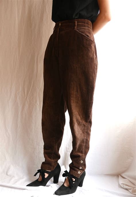 French "Chocolate-Brown" Corduroy Jodhpurs Pants -Button Down- | CARBOOTS