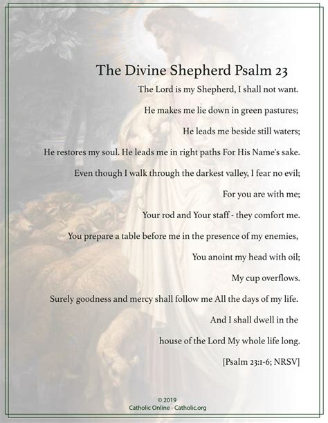 The Divine Shepherd Psalm 23 (FREE PDF) | Catholic Online Learning Resources