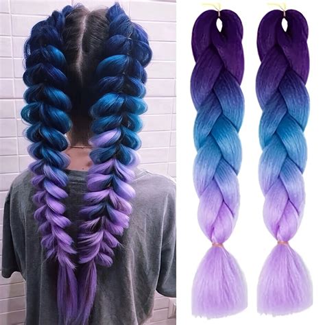 1-Pack-3-53oz-Braiding-Hair-Purple-Blue-Colorful-Synthetic-Braids-Hair ...