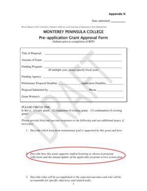 Fillable Online MONTEREY PENINSULA COLLEGE Pre-application Grant ...