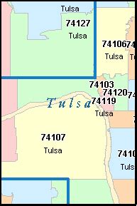 TULSA County, Oklahoma Digital ZIP Code Map