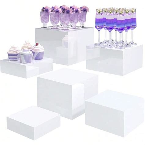 Buffet Risers, Display Risers For Party, White Acrylic Risers Display ...
