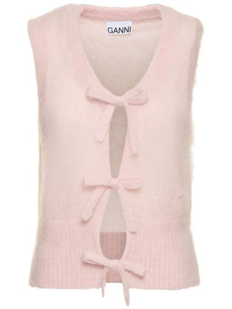 Light mohair blend tie-string vest - GANNI - Women | Luisaviaroma