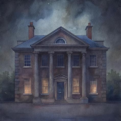 A drawing of a house with a lit up window | Premium AI-generated image