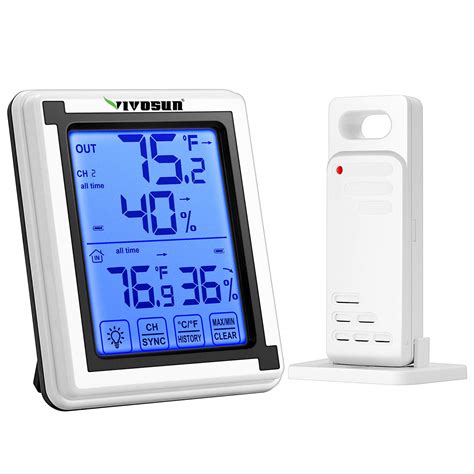 Buy VIVOSUN Indoor Outdoor Thermometer Wireless Digital Hygrometer ...