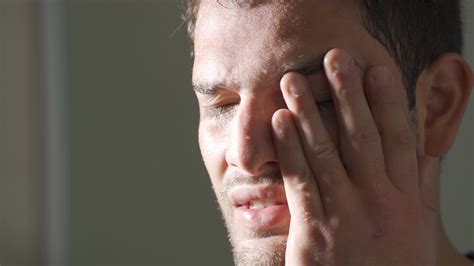 From heat, humidity, fatigue or sick man sweats and becomes depressed ...