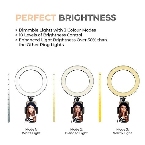 Tygot 10" Portable LED Ring Light with 3 Color Modes Dimmable Lighting