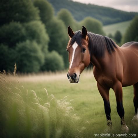 Horse in Pasture | Stable Diffusion Online