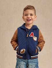 Kids Active Long Sleeve Embroidered Varsity Zip Up Hoodie - Campus ...