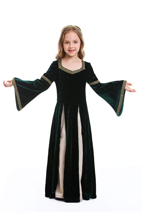 Kids Medieval Princess Costume Renaissance California Costume Robe Gown ...