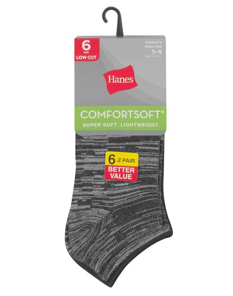 Hanes Women's ComfortSoft® Low Cut Socks, 6-Pack Black/White Assorted 5 ...