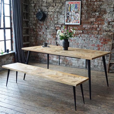 Leo Parquet Style Solid Mango Wood Industrial Dining Table (3 Sizes ...