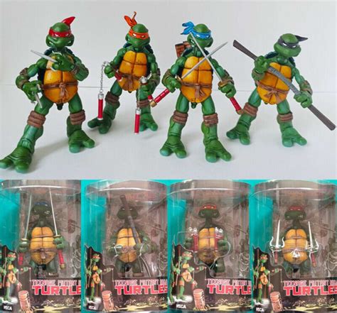 TMNT Action Figures Set - 4 PCS Ninja Turtles, Unique Color Bandanna ...