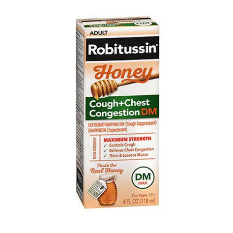 Buy Robitussin Adult Honey Cough + Chest Congestion Dm Liquid 4 Oz By ...