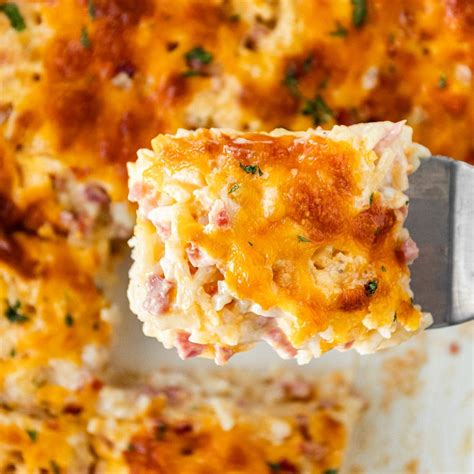 Cheesy Ham and Hash Brown Casserole Recipe - Dinner, then Dessert