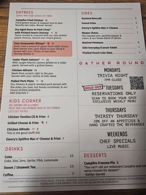 Campfire Restaurant Helen, GA Menu - Updated November 2025