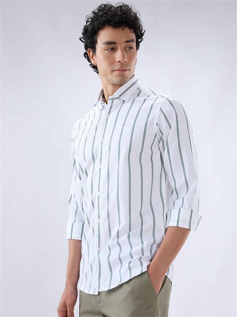 Colorplus Men Green Slim Fit Stripe Casual Shirt – MyRaymond