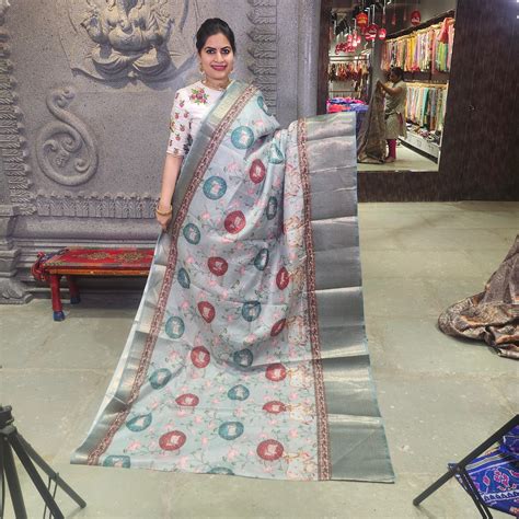 Pale grey digital printed kota saree – DEEPTHI GANESH ENTERPRISES