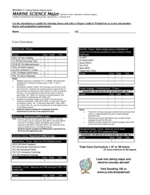 Fillable Online ju 2012-2013 JU Catalog Degree Requirements MARINE ...
