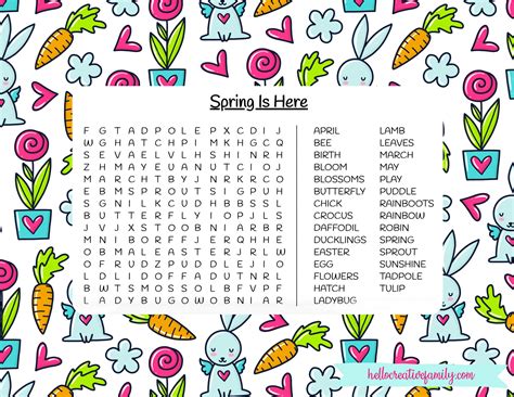 Free Printable Spring Word Searches - Ataglance Printable Calendar