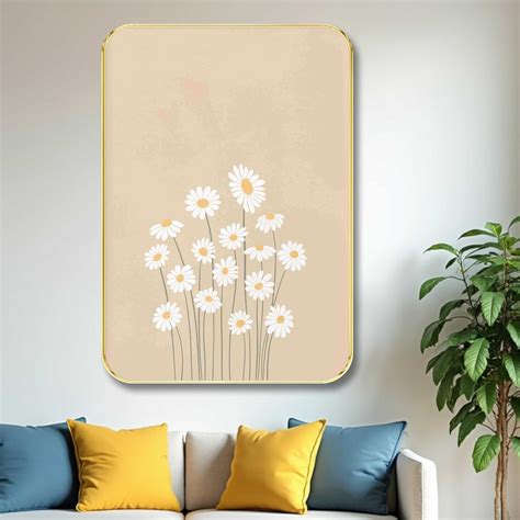 Livin'luxe White flower modern art Boho painting Premium Framed ...