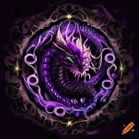 Detailed artwork of a black and purple dragon on Craiyon