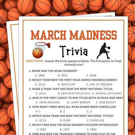 March Madness Trivia, Basketball Party Games, Basketball Birthday Games ...