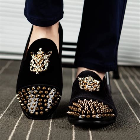 Buy Meijiana Mens Velvet Loafers Dress Shoes with Metal Embellishments ...