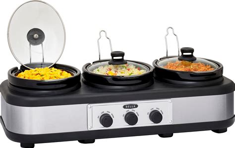 Customer Reviews: Bella 3 x 2.5-Quart Triple Slow Cooker Stainless ...