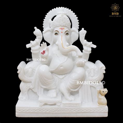 White Marble Ganesh Murti in 15inches for Homes & Temples – BMBIDOLS