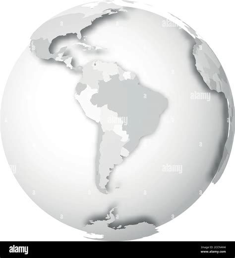 Earth globe. 3D world map with grey political map of countries dropping ...