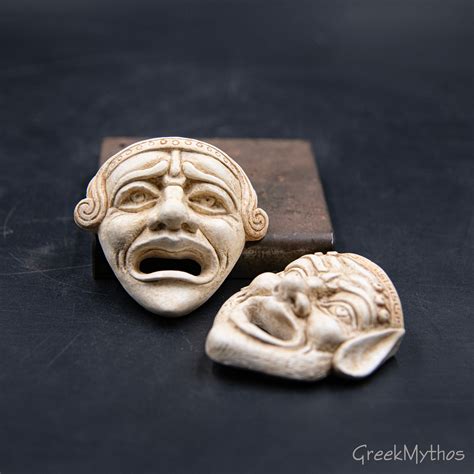 Ancient Greek Drama Theater Masks, Set of 2 Comedy/Tragedy Actors Masks ...
