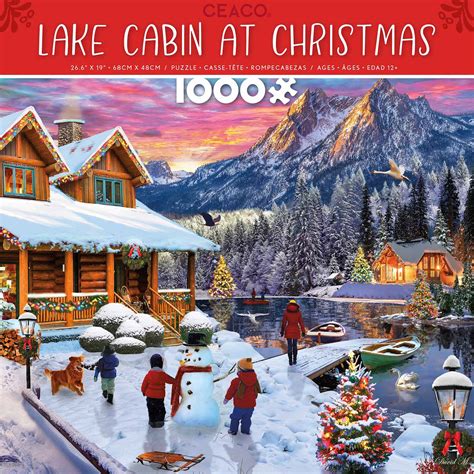 Lake Cabin At Christmas Holiday, 1000 Pieces, Ceaco | Puzzle Warehouse