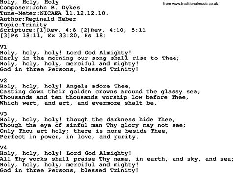 Adventist Hymn: Holy, Holy, Holy - Christian Song lyrics, with PDF