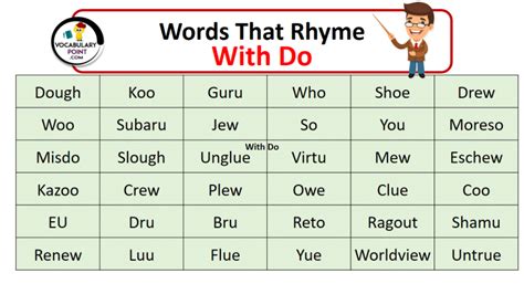 Words That Rhyme with Do - Vocabulary Point