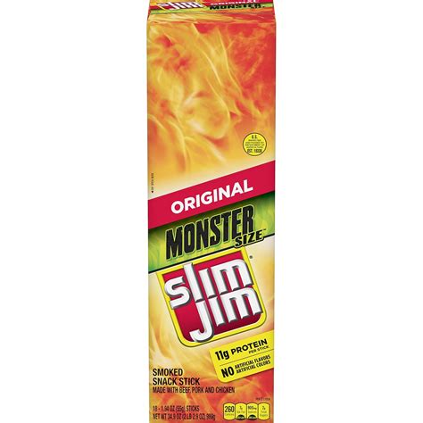 Amazon.com: Slim Jim Monster Smoked Meat Sticks, Original Flavor, High ...