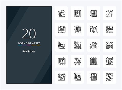 20 real estate outline icon for presentation | Free Vector