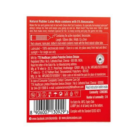 Skore Not Out Condoms (3 Condoms in 1 Pack)