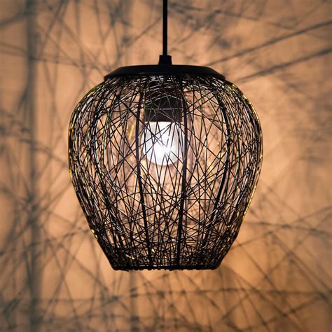 Buy HOMESAKE Black Hanging Steel Wire Mesh Pendant - 20 cm X 17 cm from ...