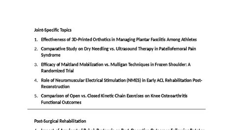 Ortho Topics: Key Studies on Rehabilitation Techniques and Efficacy ...